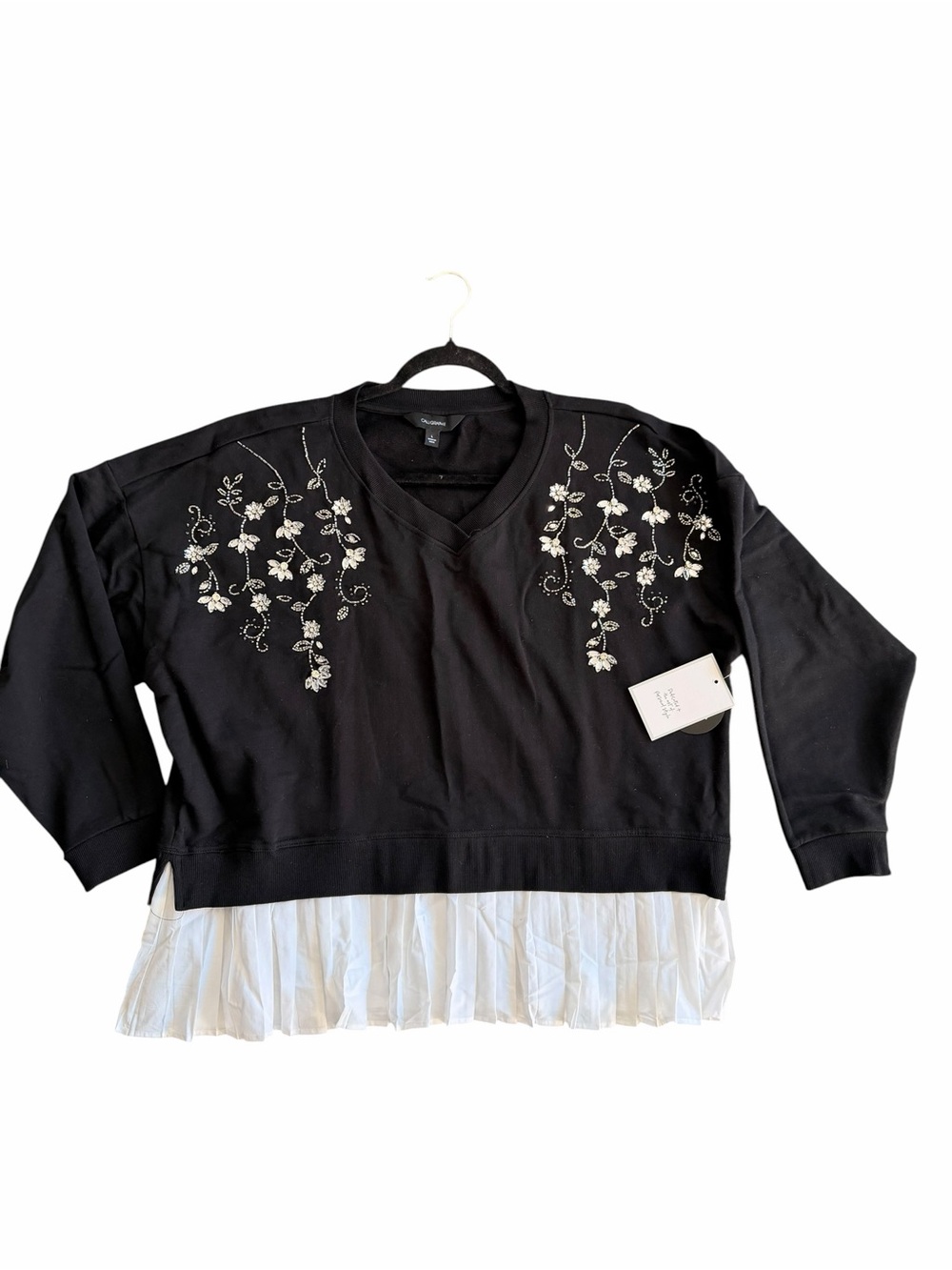 NWT Calligraphie Rhinestones Embellished Cotton Sweatshirt size Large